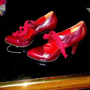YSL Burgundy Vintage Leather Pumps Size 7m
